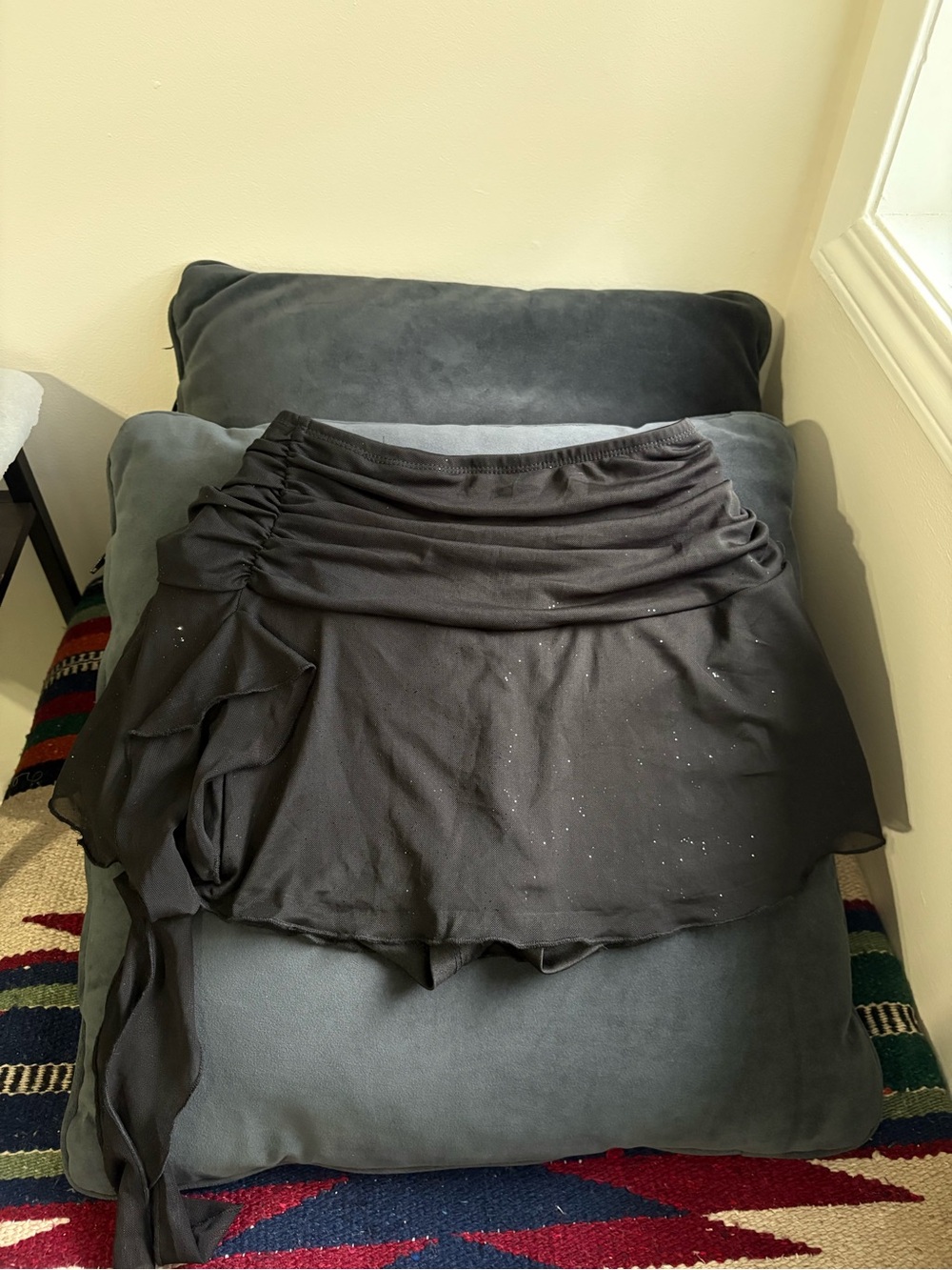 Going out set sheer ruched draped mini skirt and top